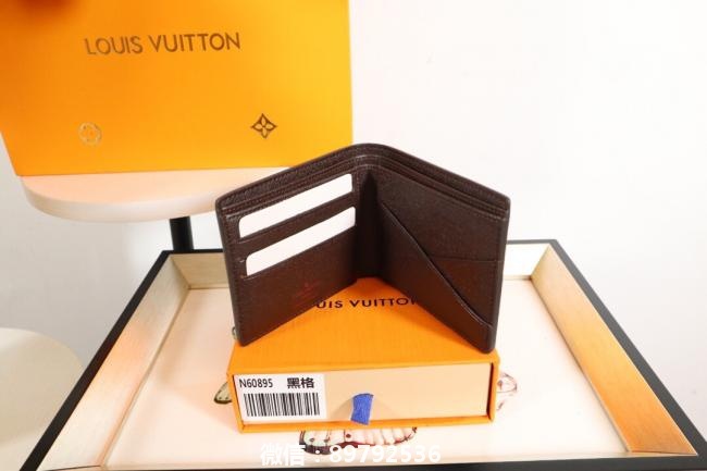 lvLouis Vuitton原单Multiple皮夹60895咖啡格  采用Damier帆布制造
