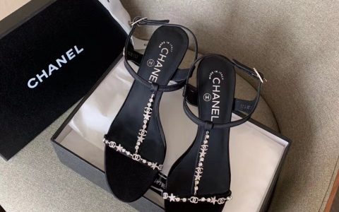 lv  --Chanel香奈儿水钻一字带高跟凉鞋