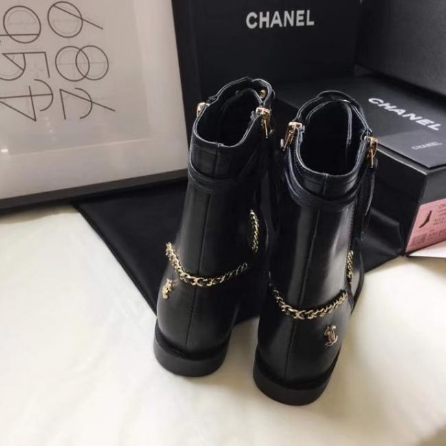 lv  【  Chanel】小香平底拼接链条短靴
