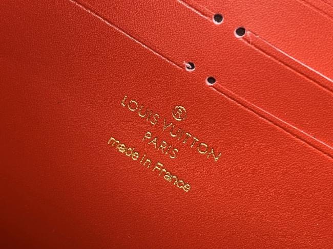 lv顶级原单 N60288 猩红色Croisette 链条钱夹采用 Damier Azur 帆布与皮革饰边勾勒利落构型