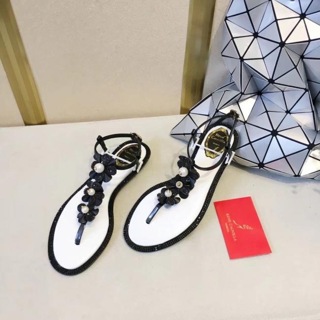 lv  Rene Caovilla芮妮·乔薇拉 3朵山茶花嵌上珍珠 富贵奢华超流行的施华洛世奇水钻镶嵌鞋