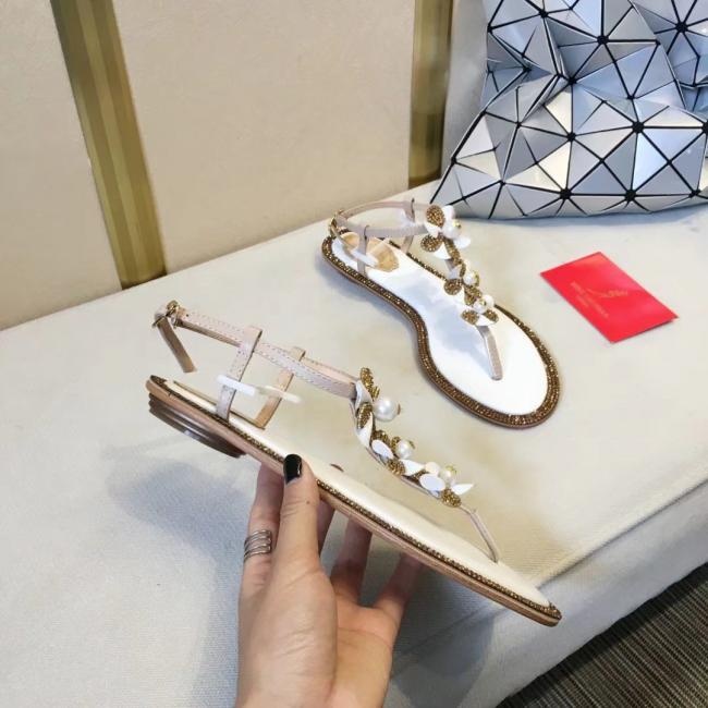 lv  Rene Caovilla芮妮·乔薇拉 3朵山茶花嵌上珍珠 富贵奢华超流行的施华洛世奇水钻镶嵌鞋