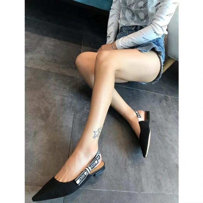 lv  ---D家 20SS春夏最新色Quake Oblique刺绣提花字母logo高跟蝴蝶结凉鞋