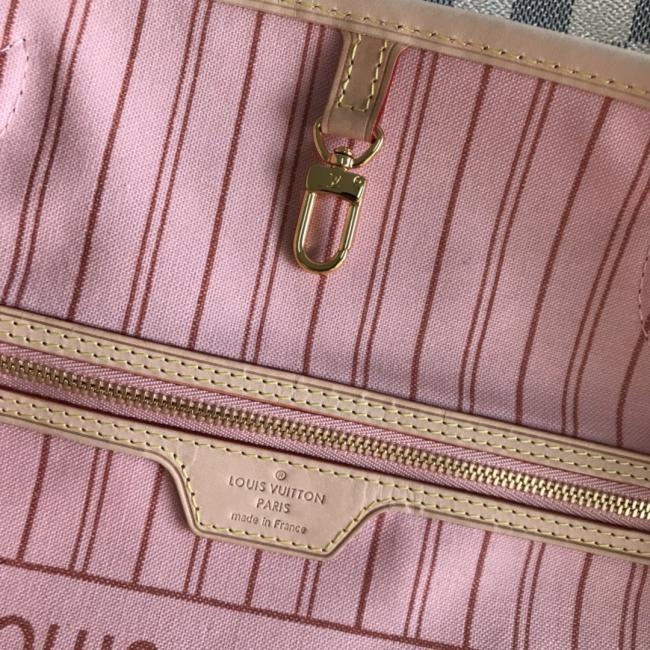 lv顶级原单 白格粉色 NEVERFULL 中号购物袋