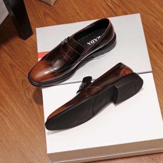 lv工厂【普拉达】（高牛皮内里）最新真皮商务西装鞋