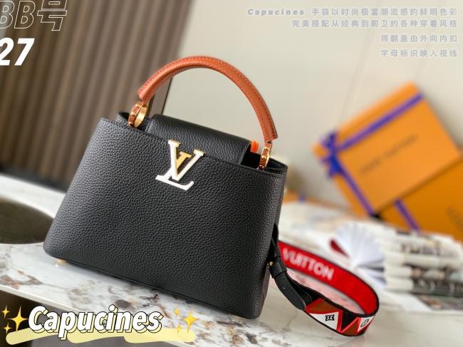 LV Capucines BB M59266黑色刺绣 Taurillon 皮革手袋出厂