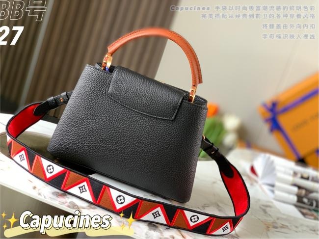 LV Capucines BB M59266黑色刺绣 Taurillon 皮革手袋出厂