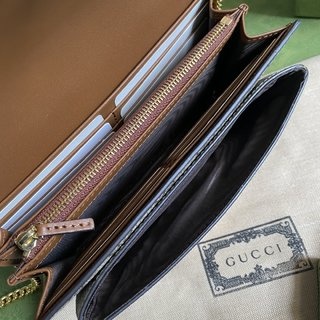 Gucci 658 Padlock系列手机包，原厂牛皮+G花面料，气质手机包