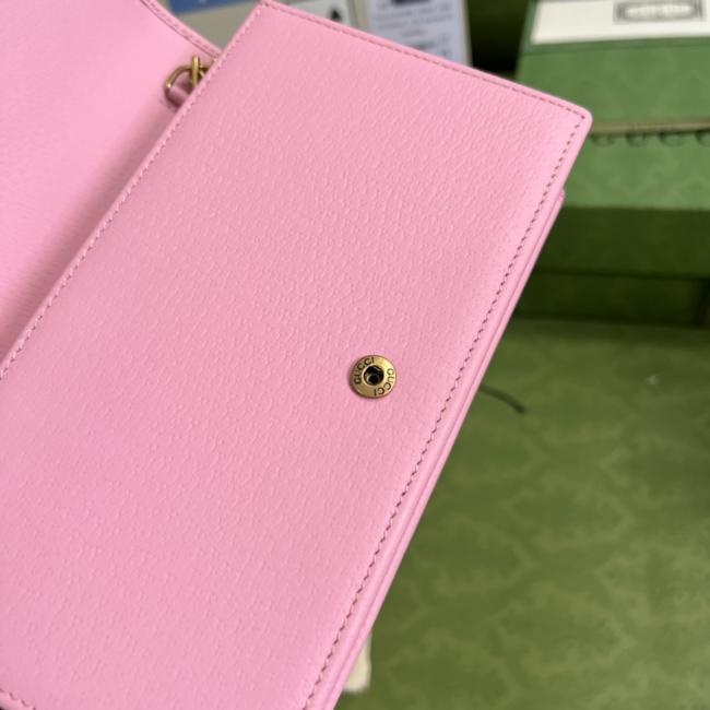GG粉色皮革手袋 696817 竹节提手设计