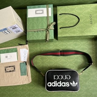 Gucci 古驰斜挎相机包手袋702427 adidasx G 古驰联名系列原厂绿盒包装