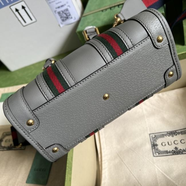Gucci Exquisite G 7157灰色原版GG全皮手提包