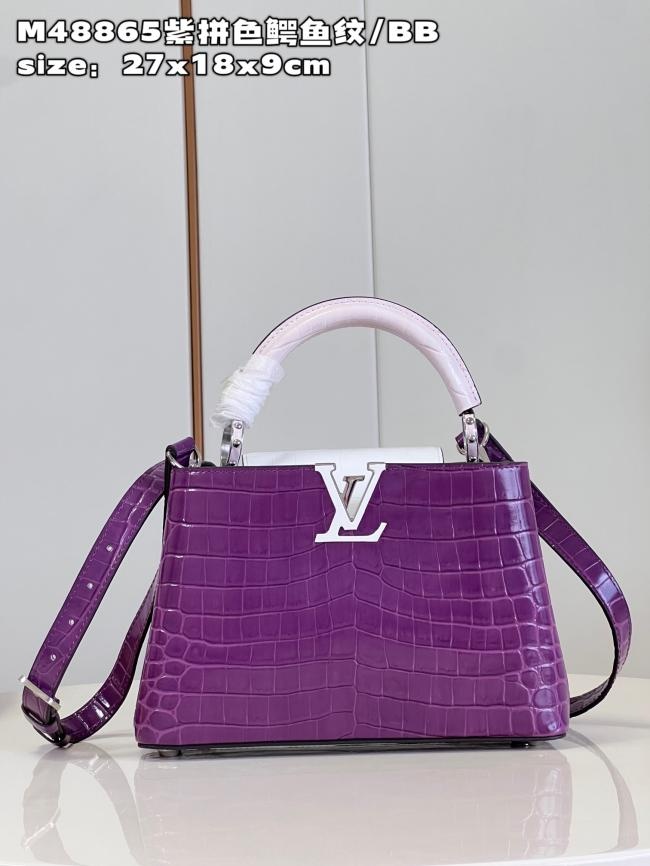 LV Capucines BB M48865紫色鳄鱼纹小号手袋