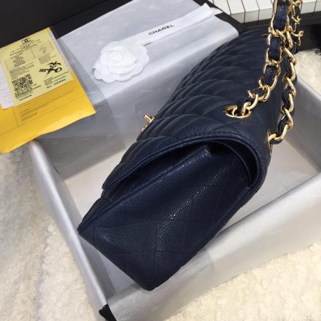 香奈儿Chanel 30CM原版升级版新兰色球纹双C包