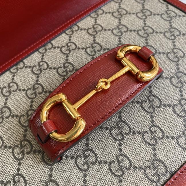 Gucci 1955 Horsebit Bag经典马衔扣款式，复古Monogram设计，专柜全套包装