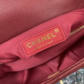 Chanel AS2764 香奈儿E系列大号酒红球纹皮链条包