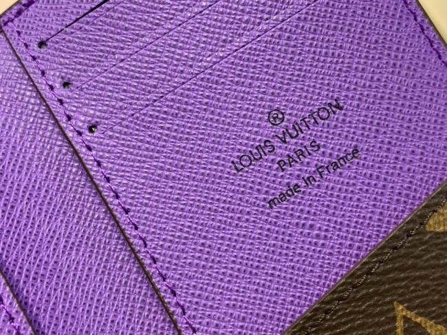 LV M81535卡包 老花拼紫 Monogram Macassar帆布皮革款式