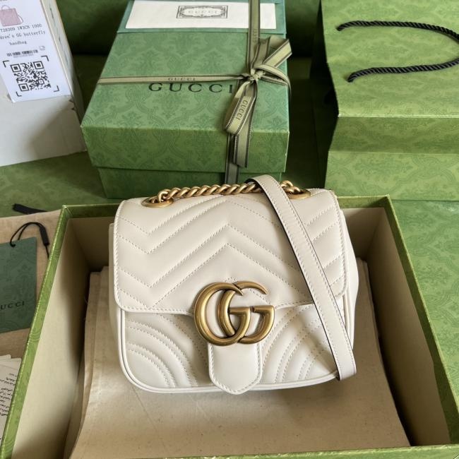 Gucci GG Marmont 739682白色原厂皮手袋