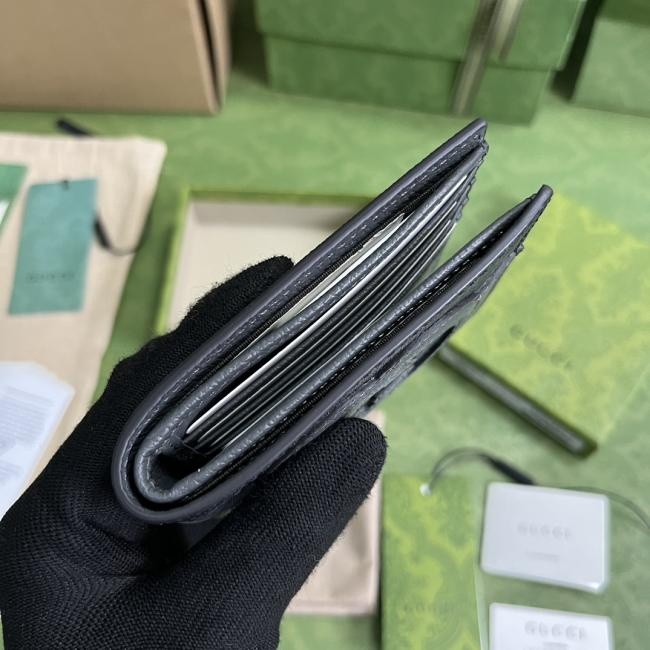 Gucci 701 互扣式双G钱包，灰色皮/黑pvc款式，意大利创作