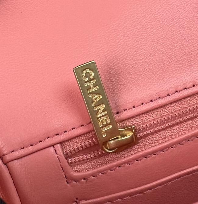 香奈儿Chanel AS2431珊瑚粉羊皮CF手提系列高级定制款